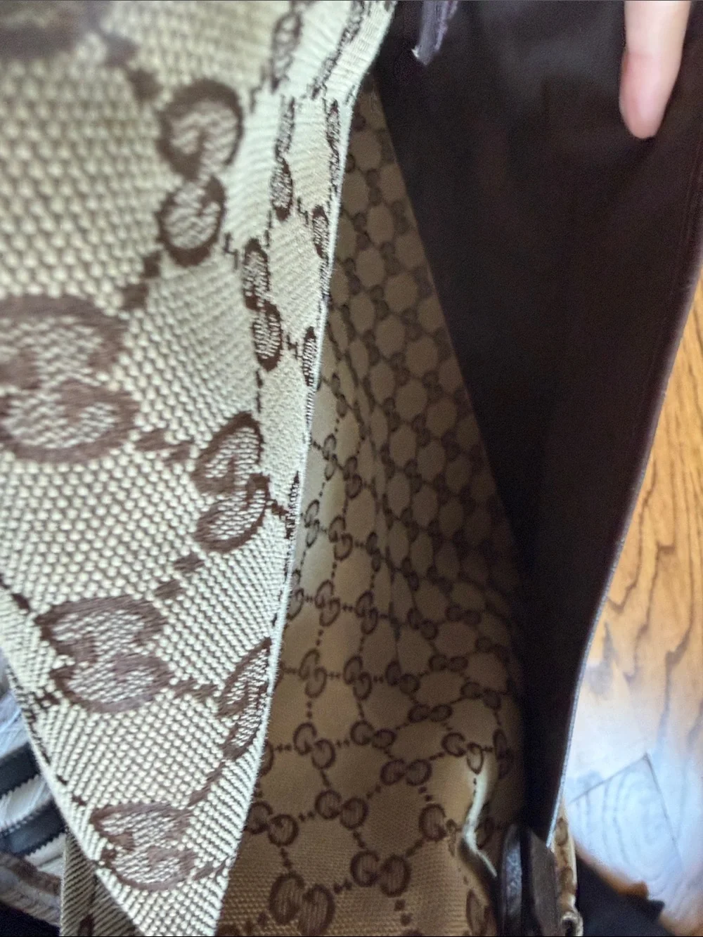 Gucci Beige & Brown GG Monogram Shoulder Bag
